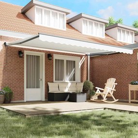 vidaXL Αντιανεμικό Λευκό 450 x 300 x 165 εκ Πολυέστερ και Μέταλλο