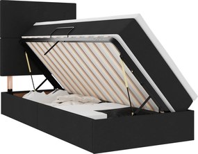 vidaXL LED Κρεβάτι αποθήκευσης με στρώμα Μαύρο 100 x 200 cm Ύφασμα