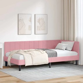 vidaXL Κρεβάτι Γωνίας με κεφαλάρι Ροζ 90 x 200 cm Βελούδο