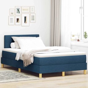 vidaXL Κρεβάτι Box Spring με Στρώμα Μπλε 120x200 εκ Ύφασμα