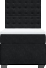 vidaXL Κρεβάτι Boxspring με Στρώμα Μαύρο 90x200 εκ. Βελούδινο