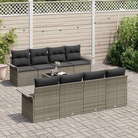 vidaXL Σετ Καναπέ Κήπου 9 pcs Γκρι Πολυ ράταν