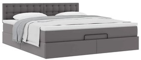 vidaXL Οθωμανικό κρεβάτι με στρώμα Γκρι 180x200cm Faux Leather