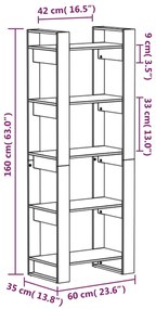 Βιβλιοθήκη/Διαχωριστικό Χώρου Μελί 60x35x160 εκ. Μασίφ Ξύλο - Καφέ