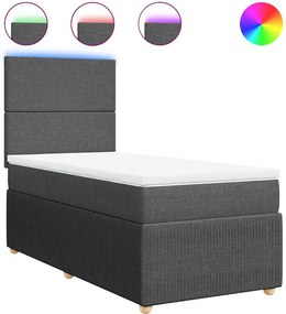 vidaXL Κρεβάτι Boxspring με Στρώμα Σκούρο Γκρι 90x200 εκ. Υφασμάτινο