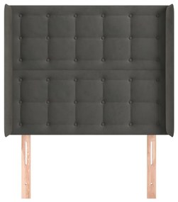 Κεφαλάρι με Πτερύγια Σκούρο Γκρι 93x16x118/128εκ.Βελούδινο - Γκρι