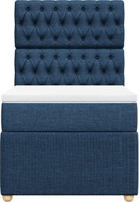vidaXL Κρεβάτι Boxspring με Στρώμα Μπλε 100 x 200 εκ. Υφασμάτινο