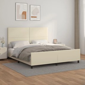 vidaXL Πλαίσιο Κρεβατιού με Κεφαλάρι Κρεμ 180x200 εκ. Συνθετικό Δέρμα