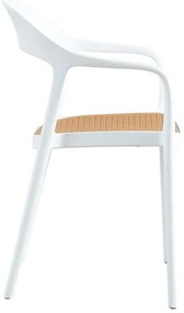 Πολυθρόνα Ember pakoworld με UV protection PP μπεζ- λευκό 52.5x56.5x81εκ.