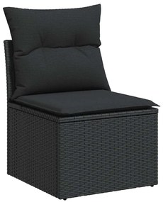 vidaXL Καναπές Κήπου 6 Τεμαχίων Μαύρο από Συνθετικό Ρατάν με Μαξιλάρια