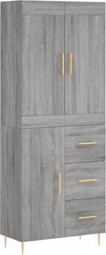 vidaXL Ντουλάπι Γκρι Sonoma 69,5 x 34 x 180 εκ. Επεξεργασμένο Ξύλο