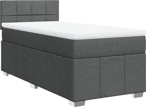 vidaXL Κρεβάτι Boxspring με Στρώμα Σκούρο Γκρι 90x190 εκ. Υφασμάτινο