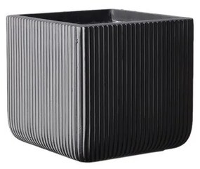 Supergreens Γλάστρα Πήλινη Τετράγωνη ''Stripe'' Γκρι M 31x31x28 εκ.