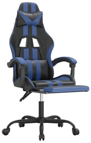 vidaXL Καρέκλα Gaming Περιστρ. Υποπόδιο Μαύρο & Μπλε Συνθετικό Δέρμα