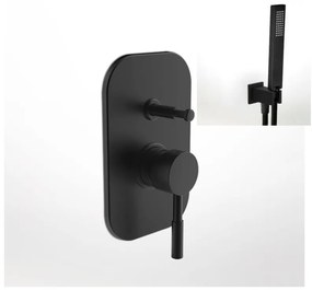 La Torre New Tech Black Matt 12050R-400 Μίκτης Εντοιχισμού 2 Εξόδων με Εκτροπέα+Παροχή νερού Τετράγωνη