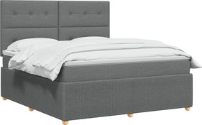 vidaXL Κρεβάτι box spring με στρώμα Σκούρο Γκρι 160 x 200 cm Ύφασμα