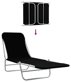 vidaXL Ξαπλώστρες Πτυσσόμενες 2 τεμ. Μαύρες από Ατσάλι / Ύφασμα