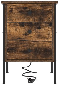 vidaXL Κομοδίνο Καπνιστή δρυς 42 x 41 x 61 εκ Επεξεργασμένο ξύλο