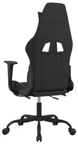 Καρέκλα Gaming Μαύρο και κρεμ Ύφασμα με Υποπόδιο - Μαύρο