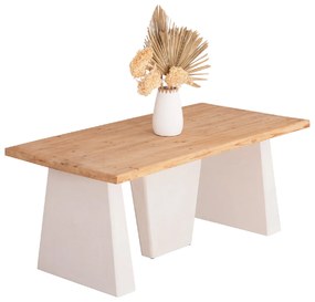 ΤΡΑΠΕΖΙ ΣΕΙΡΑ SANTORINI HM18042 ΤΟΠ ΞΥΛΟ ΕΛΑΤΟΥ-ΠΟΔΙΑ MDF ΥΠΟΛΕΥΚΑ 179x90x75Υεκ.