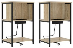 vidaXL Κομοδίνο 2 pcs Sonoma Δρυς 38 x 31 x 61 εκ Επεξεργασμένο ξύλο