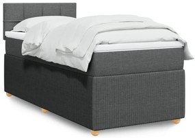 Κρεβάτι Boxspring με Στρώμα Σκούρο Γκρι 90x190 εκ. Υφασμάτινο - Γκρι