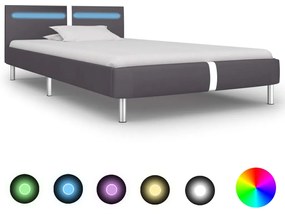 Πλαίσιο Κρεβατιού με LED Γκρι 90x200 εκ. από Συνθετικό Δέρμα
