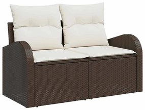 vidaXL Σετ Καναπέ Κήπου με μαξιλάρι 8 pcs Καφέ Πολυ ράταν