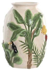 Βάζο Home ESPRIT Πράσινο Μπεζ Κεραμικά Πουλιά Τροπικό 26 x 26 x 33 cm