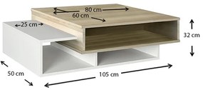 Τραπεζάκι σαλονιού Tab Megapap χρώμα λευκό - cordoba 105x60x32εκ.