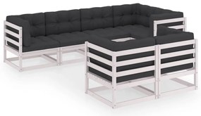 vidaXL Σαλόνι Κήπου Σετ 7 Τεμαχίων από Μασίφ Ξύλο Πεύκου με Μαξιλάρια