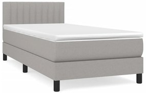 vidaXL Κρεβάτι Boxspring με Στρώμα Ανοιχτό Γκρι 100x200 εκ. Υφασμάτινο