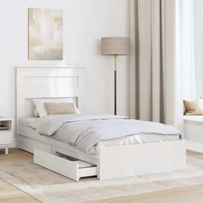 vidaXL Κρεβάτι Αποθήκης Λευκό 75 x 190 cm Επεξεργασμένο ξύλο