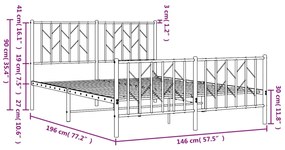 ΠΛΑΙΣΙΟ ΚΡΕΒΑΤΙΟΥ ΜΕ ΚΕΦΑΛΑΡΙ&amp;ΠΟΔΑΡΙΚΟ ΜΑΥΡΟ 140X190ΕΚ. ΜΕΤΑΛΛΟ 374455