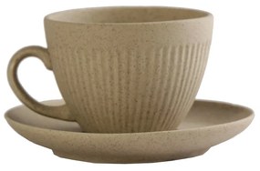 Φλυτζάνι Με Πιατάκι Cappuccino Χειροποίητο Stoneware Beige Mat Gobi ESPIEL 310ml-16x8,5εκ. OW2013K6