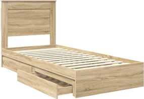 vidaXL Κρεβάτι Αποθήκης Δρύς Sonoma 100 x 200 cm Επεξεργασμένο ξύλο