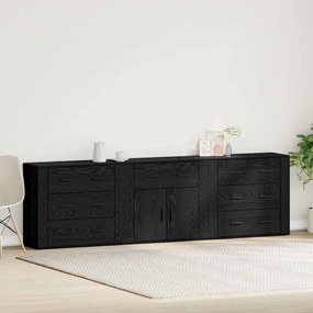vidaXL Sideboards 3 τεμάχια Μαύρος Δρυς Επεξεργασμένο Ξύλο