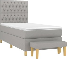 vidaXL Κρεβάτι Boxspring με Στρώμα Ανοιχτό Γκρι 100x200 εκ. Υφασμάτινο