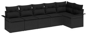vidaXL Σετ Καναπέ Κήπου με μαξιλάρι 6 pcs Μαύρο Πολυ ράταν