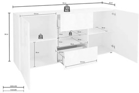 Μπουφές Ανθρακί Λάκα 181x84x42