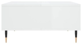 Τραπεζάκι Σαλονιού Γυαλ. Λευκό 60x60x30 εκ. Επεξεργασμένο Ξύλο - Λευκό