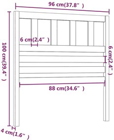 vidaXL Κεφαλάρι κρεβατιού Καφέ 96x4x100 εκ. από Μασίφ Ξύλο Πεύκου