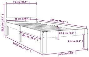 ΠΛΑΙΣΙΟ ΚΡΕΒΑΤΙΟΥ ΛΕΥΚΟ 75X190 ΕΚ. ΜΑΣΙΦ ΞΥΛΟ SMALL SINGLE 810456