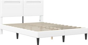 vidaXL Σκελετός Κρεβατιού με κεφαλάρι Λευκό 120 x 200 cm Τεχνητό Δέρμα