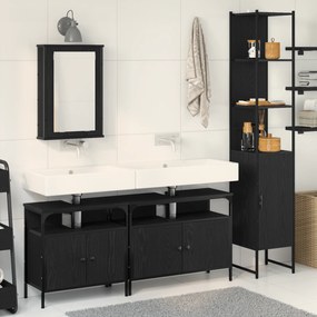 vidaXL Σετ Επίπλων Μπάνιου 4 Τεμαχίων Μαύρο Oak Επεξεργασμένο Ξύλο