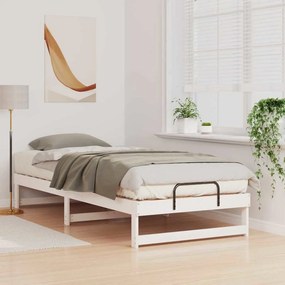 vidaXL Σκελετός Κρεβατιού Λευκό 100 x 220 cm Στερεά ξυλεία πεύκου