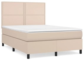vidaXL Κρεβάτι Boxspring με Στρώμα Καπουτσίνο 140x200εκ.από Συνθ.Δέρμα