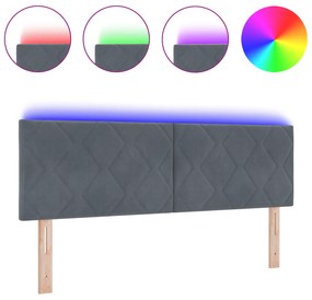 vidaXL LED Κεφαλάρι Ρόμβων Σχεδιασμός Σκούρο Γκρι 144 εκ. Βαμβάκι