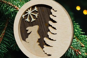 Σετ των 3 Intra απο ξύλο plywood 3mm-4mm πάχος Κουνελάκι κομμένο παιχνιδιών για χριστουγεννιάτικο δέντρο Δίασταση 2x2 cm INTRAFABR-108350421