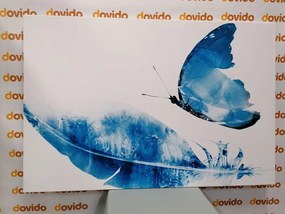 Φτερό εικόνας με πεταλούδα σε μπλε σχέδιο - 120x80